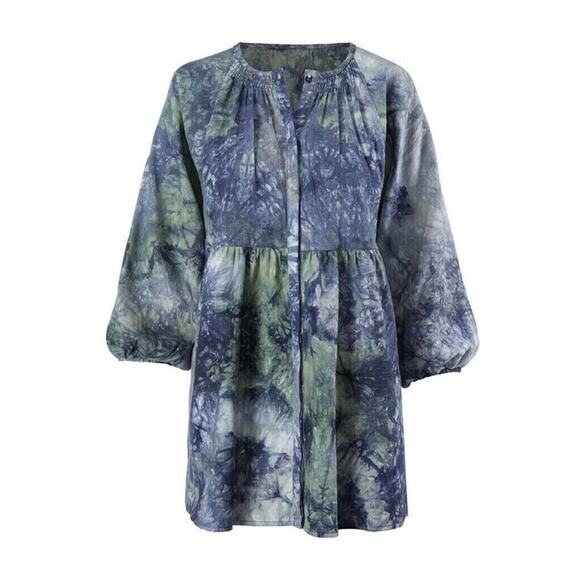 CAbi Woodstock Tie Dye Top Size M #5714 Blue Green‎ Unique NWOT $109 - Picture 2 of 11